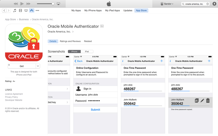 Oracle Authenticator 2