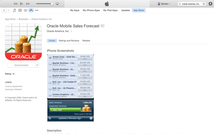 Oracle M Sales Forcast